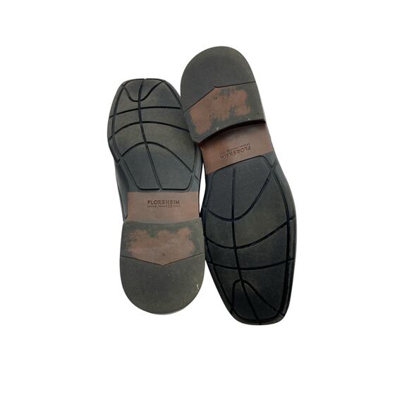 Florsheim Mens 12D Black Leather Dress Shoes Derby Square Toe - Picture 4 of 7